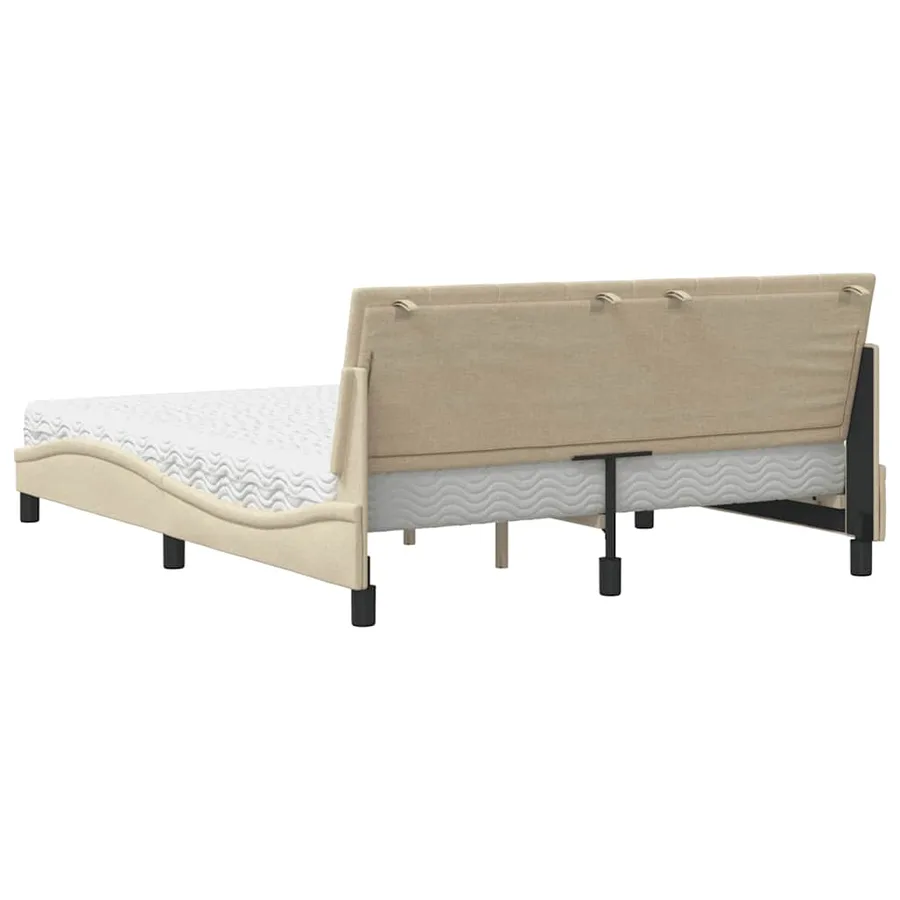 Lit avec matelas Hanko crème 160x200 cm tissu - 7