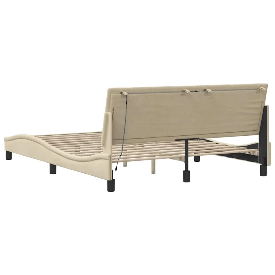 Cadre de lit sans matelas Hanko crème 160x200 cm tissu - 10
