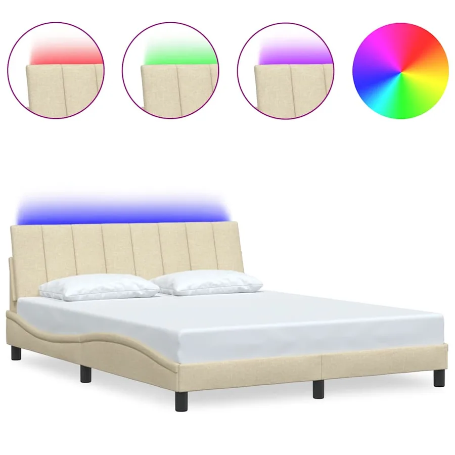 Cadre de lit sans matelas Hanko crème 160x200 cm tissu - 2