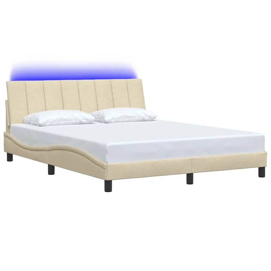 Cadre de lit sans matelas Hanko crème 160x200 cm tissu - 3