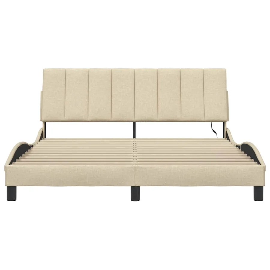 Cadre de lit sans matelas Hanko crème 160x200 cm tissu - 6