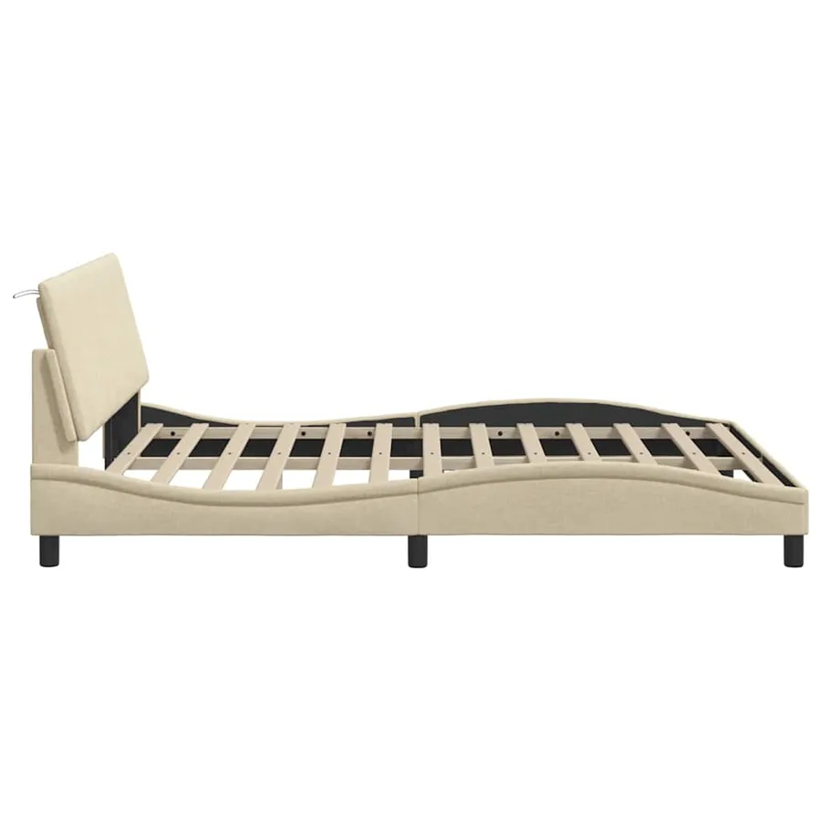 Cadre de lit sans matelas Hanko crème 160x200 cm tissu - 9