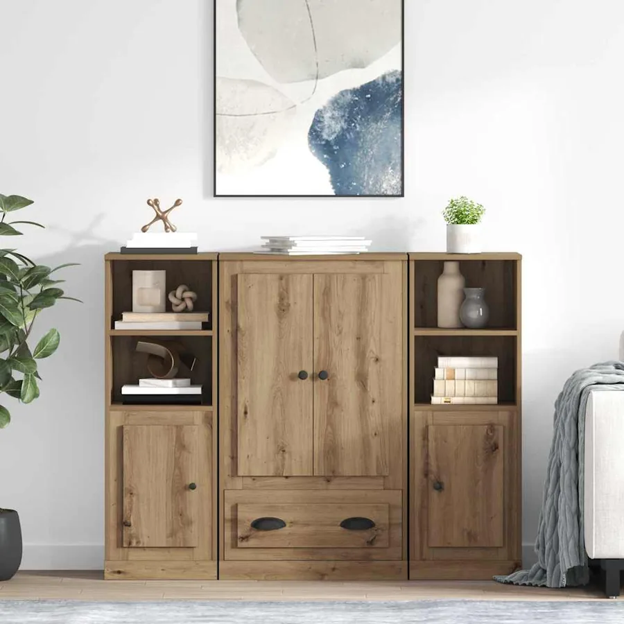 Haut Armoire 3 pcs Chêne artisanal 132 x 35,5 x 103,5 cm