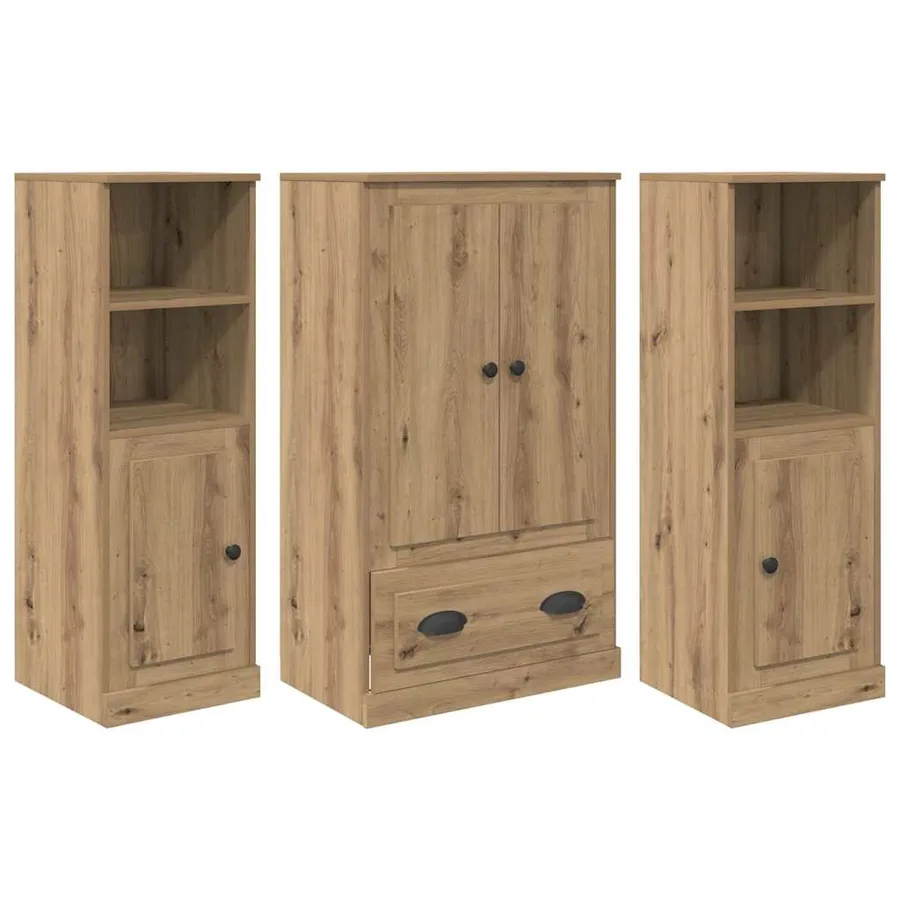 Haut Armoire 3 pcs Chêne artisanal 132 x 35,5 x 103,5 cm - 2