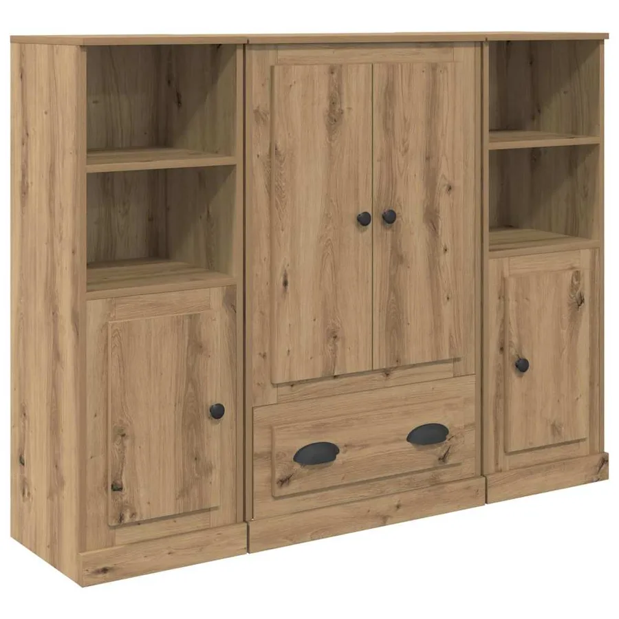 Haut Armoire 3 pcs Chêne artisanal 132 x 35,5 x 103,5 cm - 5