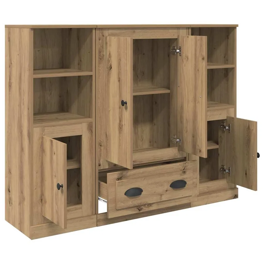 Haut Armoire 3 pcs Chêne artisanal 132 x 35,5 x 103,5 cm - 6