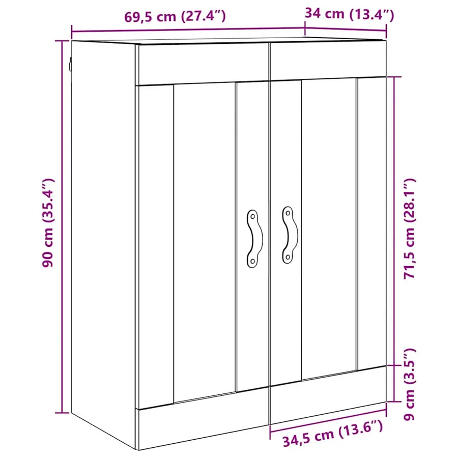 Meuble mural Chêne artisanal 69,5 x 34 x 90 cm - 12
