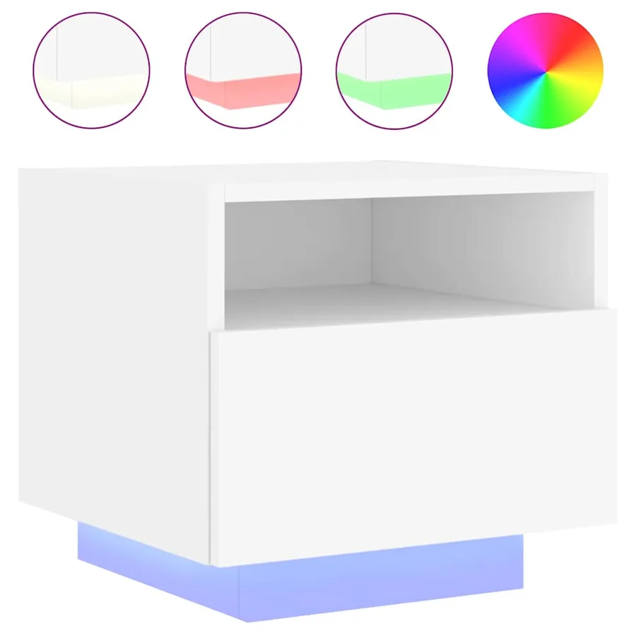 Table de chevet avec lumières LED blanc 40x39x37 cm - 2