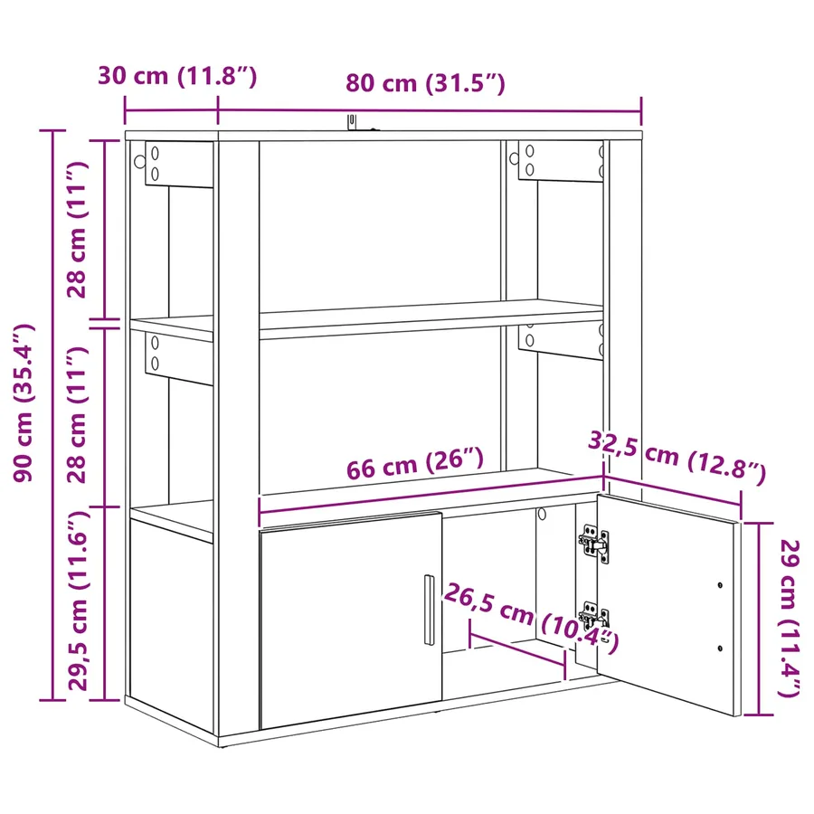 Buffet chêne artisanal 30 x 80 x 90 cm Bois d'ingénierie - 13