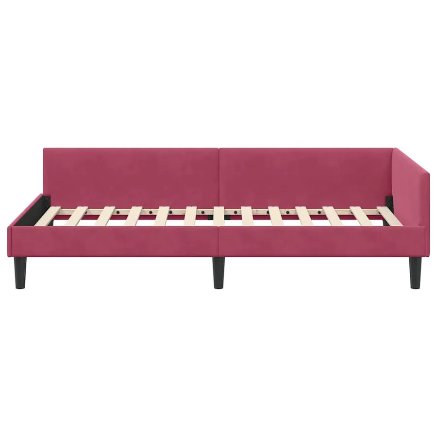 Cadre de lit d'angle Bordeaux 100 cm x 200 cm Velours - 5