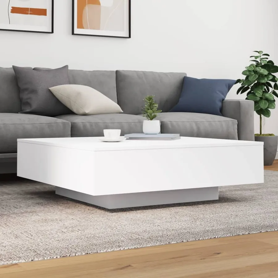 Table basse avec lumières LED blanc 100x100x31 cm - 4