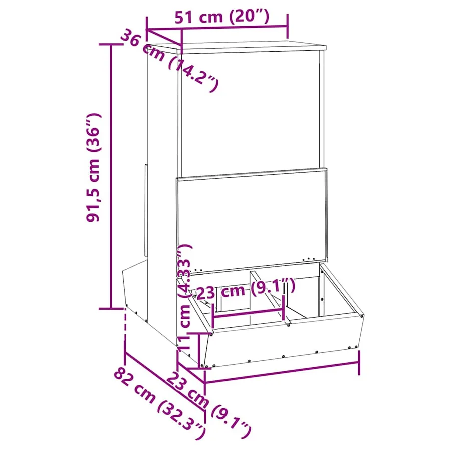Distributeur de porcs Argent 82 x 51 x 91,5 cm Acier galvanisé - 15