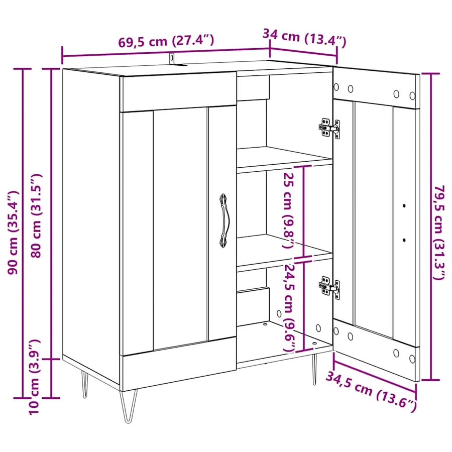 Buffet Chêne artisanal 69,5 x 34 x 90 cm - 16