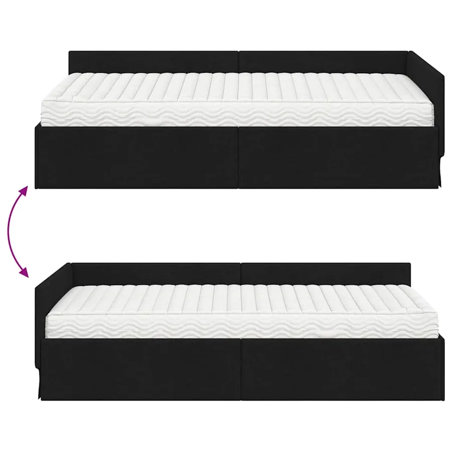 Cadre de lit d'angle avec matelas Autre 2 pcs Vert tissu - 12