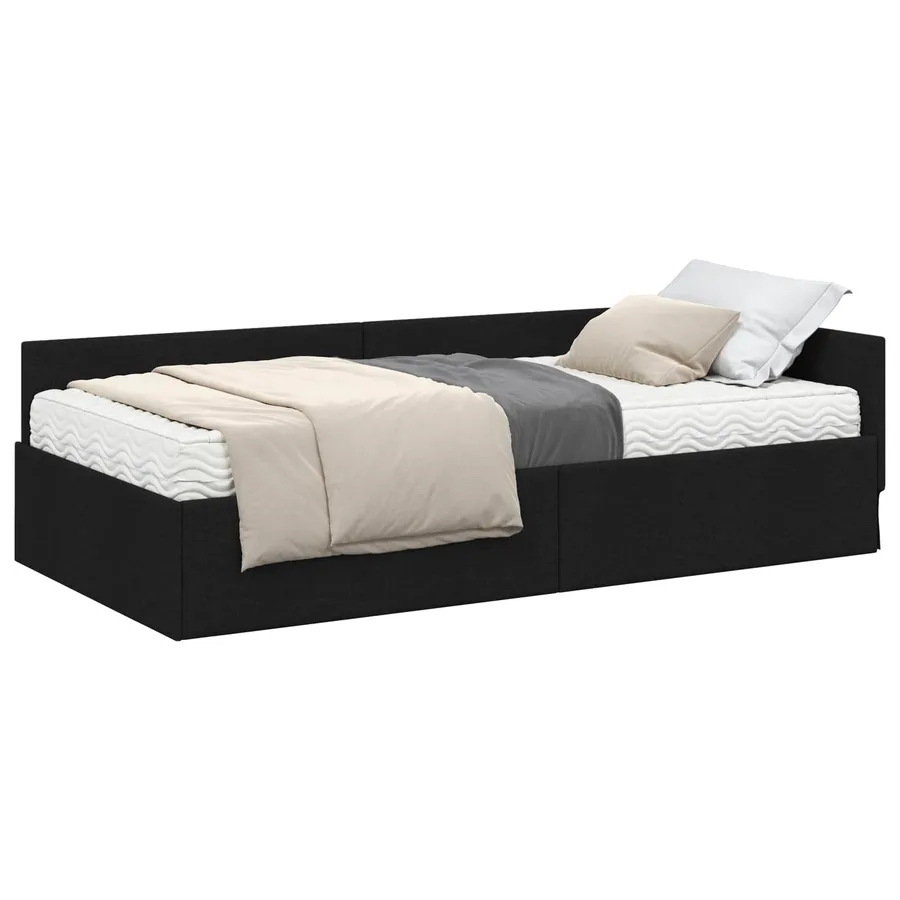Cadre de lit d'angle avec matelas Autre 2 pcs Vert tissu - 2