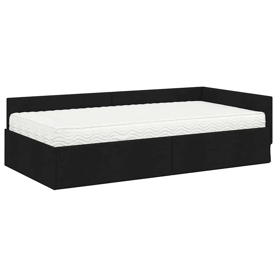 Cadre de lit d'angle avec matelas Autre 2 pcs Vert tissu - 4