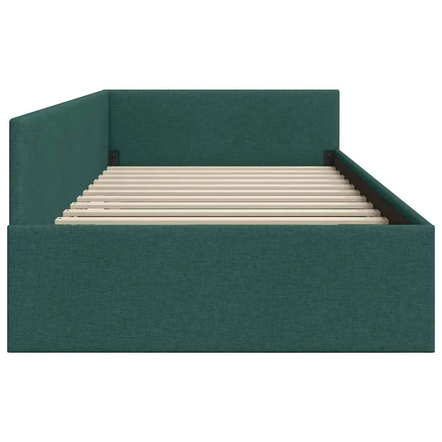 Cadre de lit d'angle Vert foncé 90 cm x 200 cm tissu - 6