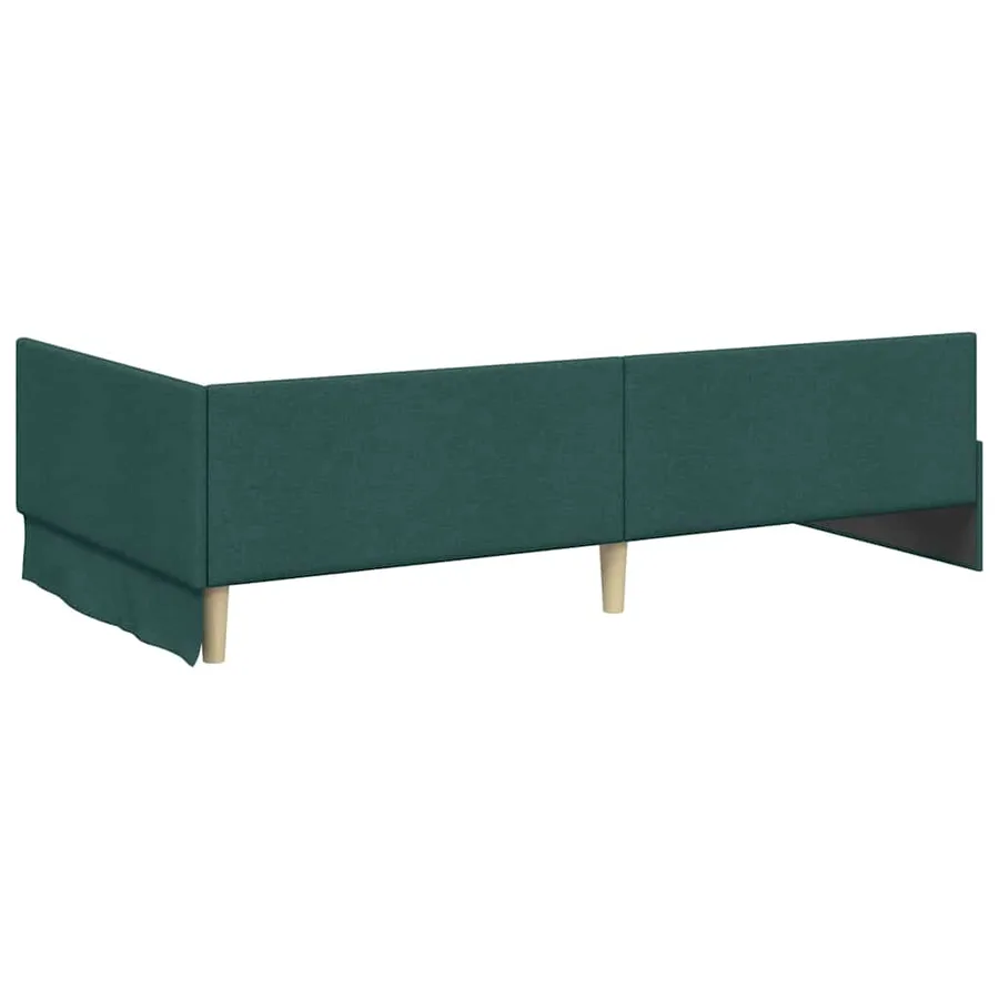 Cadre de lit d'angle Vert foncé 90 cm x 200 cm tissu - 7