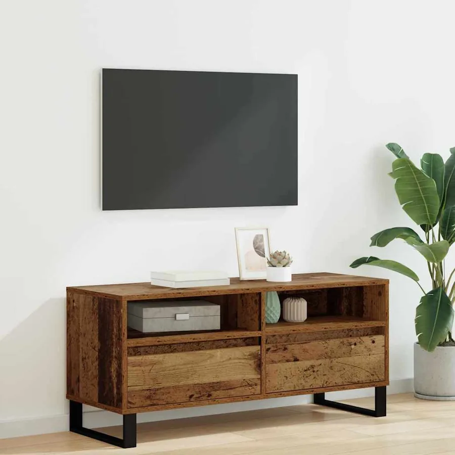 Meuble TV avec tiroir Bois Ancien 100 x 34,5 x 44,5 cm