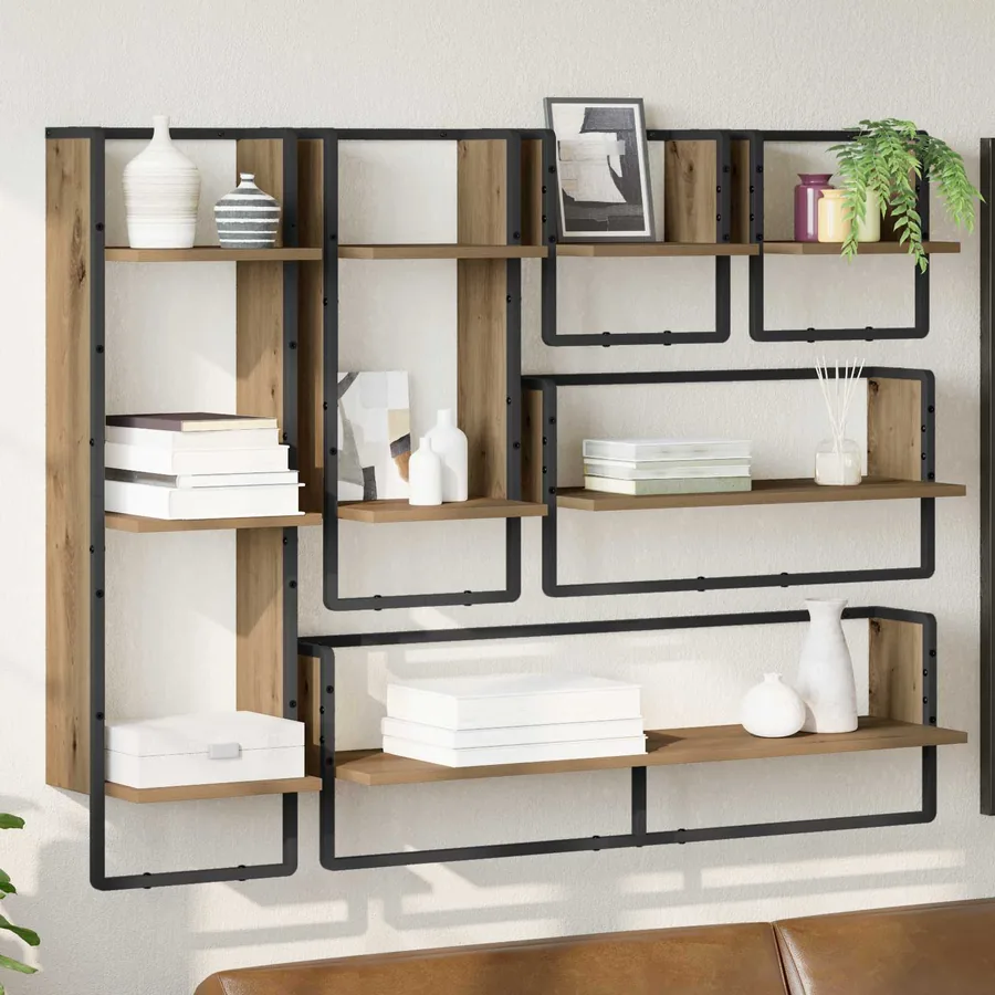 Ensemble d'étagères murales Montage mural 6 pcs Chêne artisanal