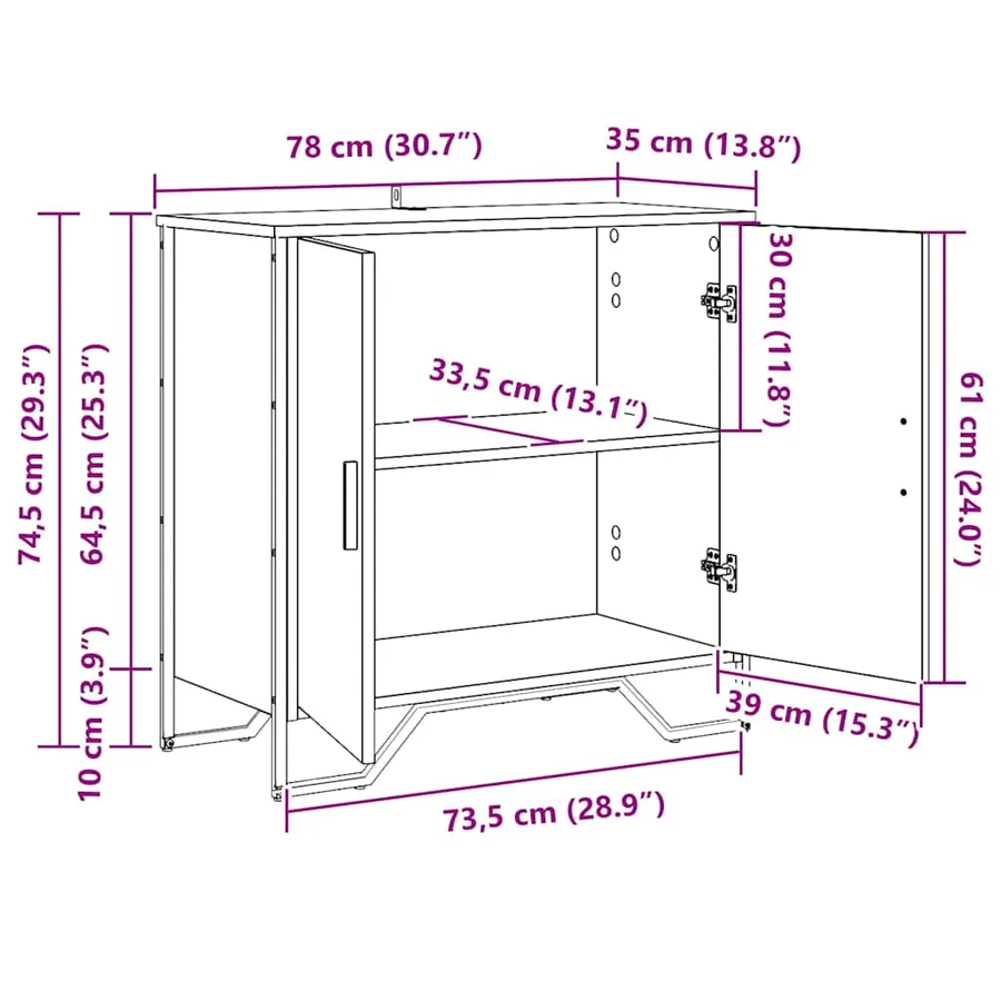 Buffet Chêne noir 78 x 35 x 74,5 cm - 11