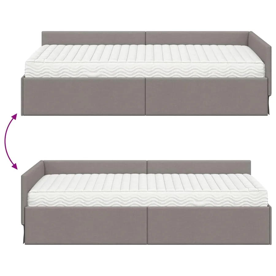 Cadre de lit d'angle avec matelas Autre 2 pcs Taupe tissu - 12