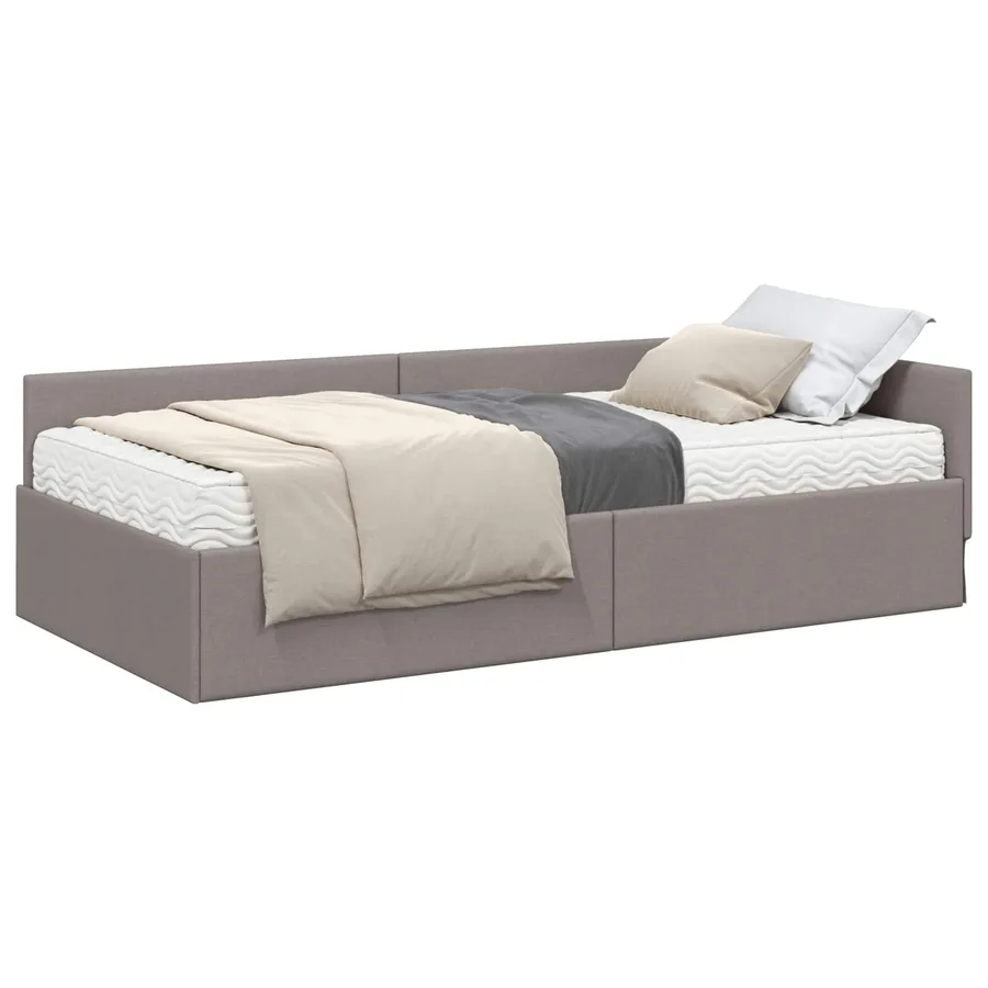 Cadre de lit d'angle avec matelas Autre 2 pcs Taupe tissu - 2