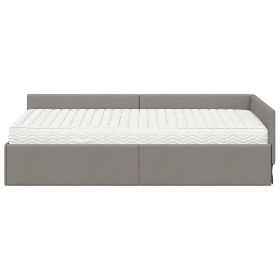 Cadre de lit d'angle avec matelas Autre 2 pcs Taupe tissu - 5