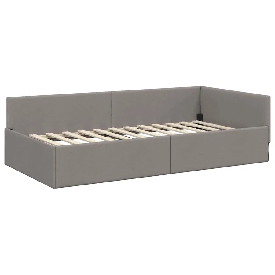 Cadre de lit d'angle avec matelas Autre 2 pcs Taupe tissu - 6