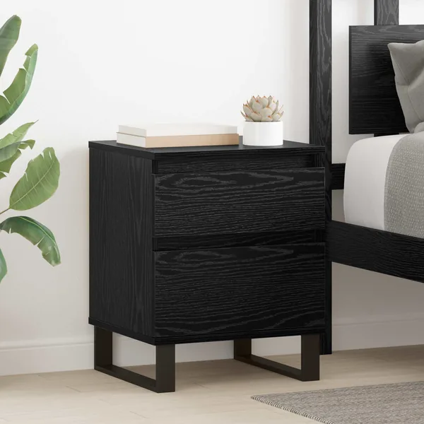 Cabinet de chevet avec tiroir 2 pcs Chêne noir 40 x 35 x 50 cm