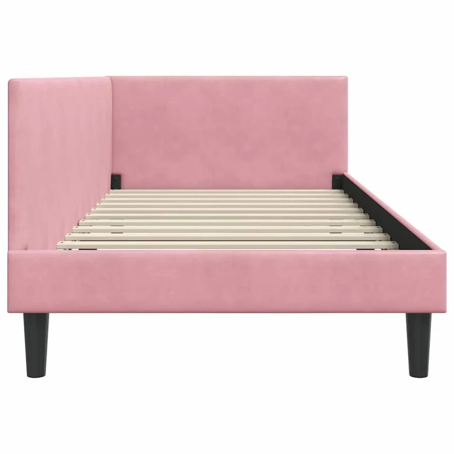 Cadre de lit d'angle Rose 90 cm x 190 cm Velours - 6