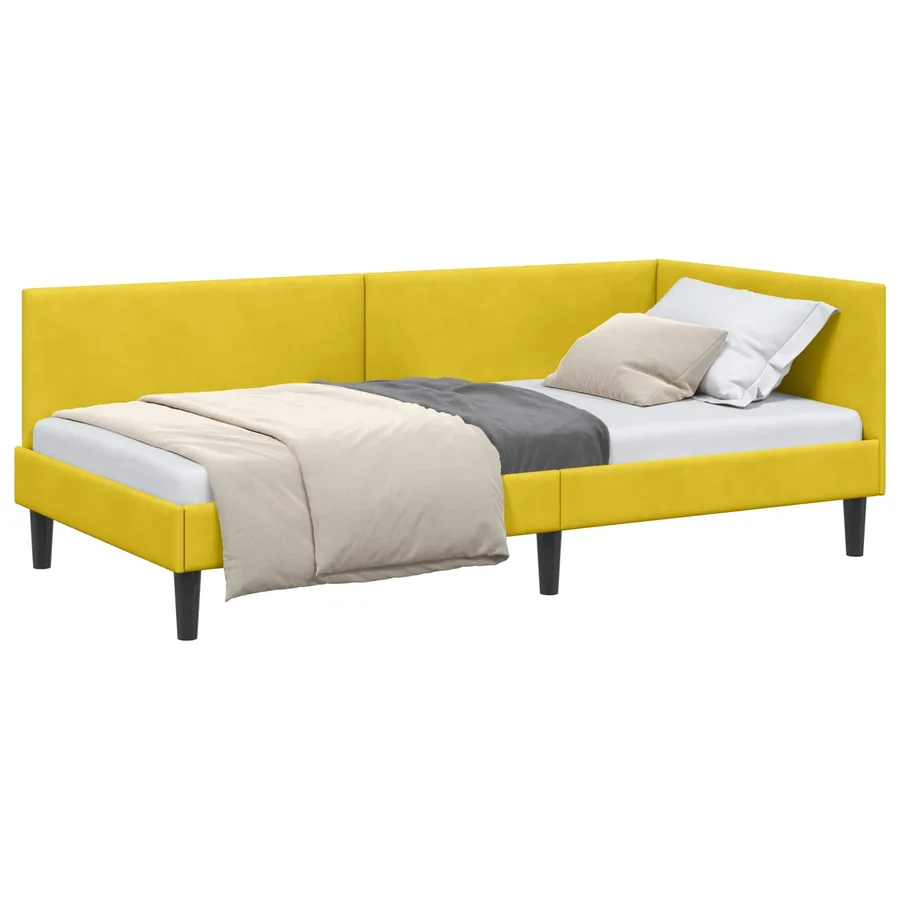 Cadre de lit d'angle Jaune 80 cm x 200 cm Velours - 2