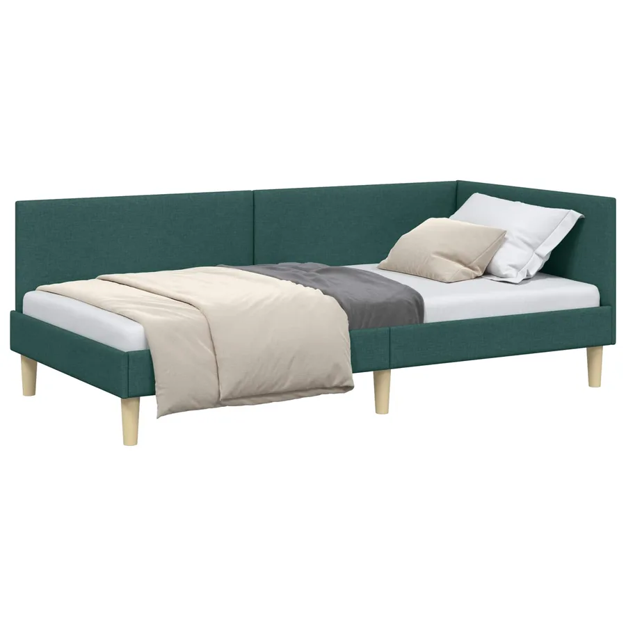 Cadre de lit d'angle avec tête de lit Vert foncé 80 cm x 200 cm - 2