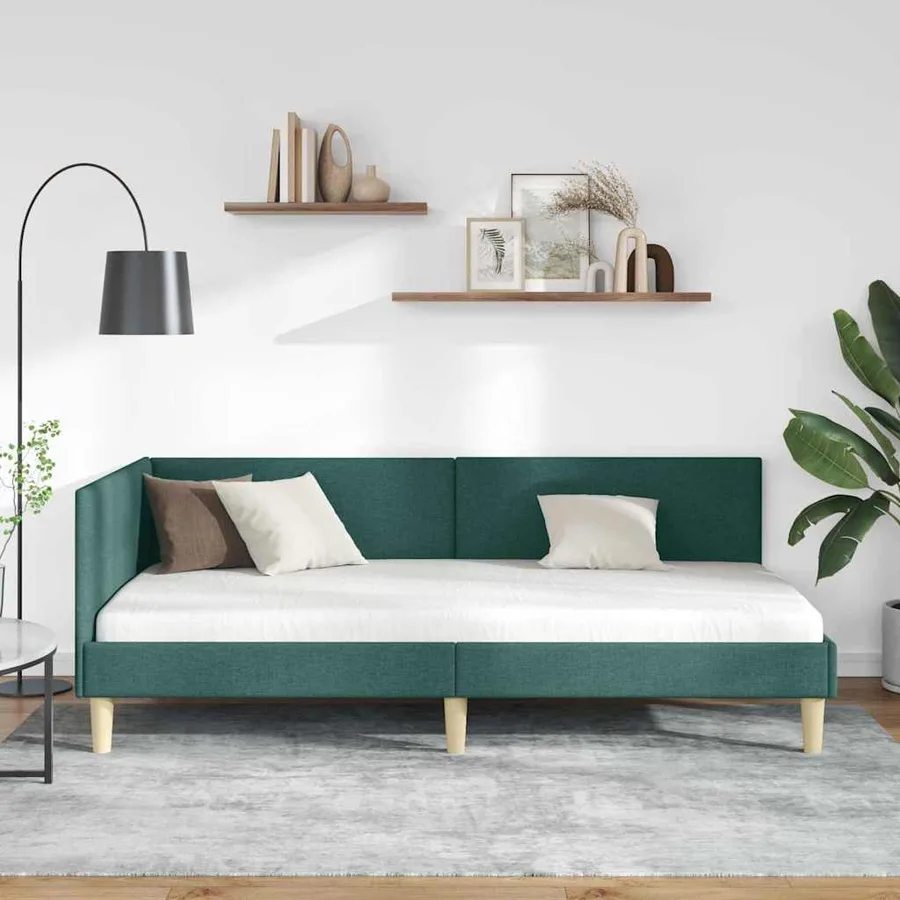 Cadre de lit d'angle avec tête de lit Vert foncé 80 cm x 200 cm - 3