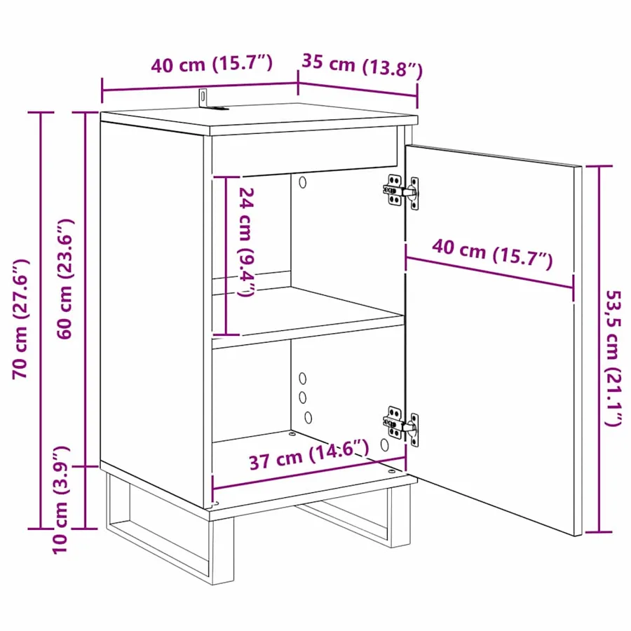 Buffet Chêne artisanal 40 x 35 x 70 cm Bois d'ingénierie - 16
