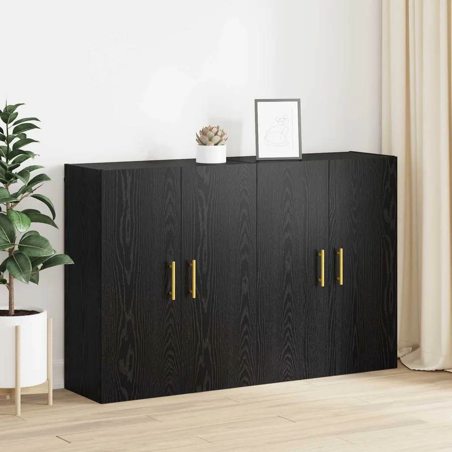 Armoire Murale Montage mural 2 pcs Chêne noir 69,5 x 34 x 90 cm - 5