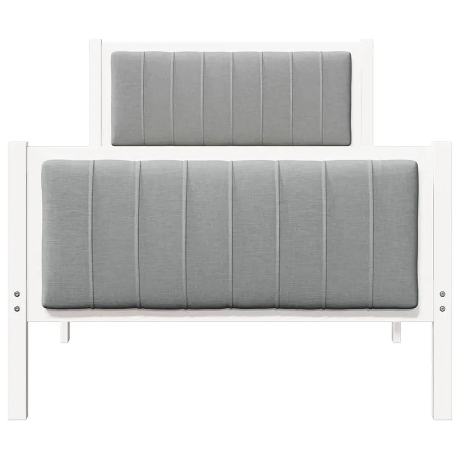 Cadre de lit Blanc et gris clair 90 x 200 cm Bois massif en pin - 5