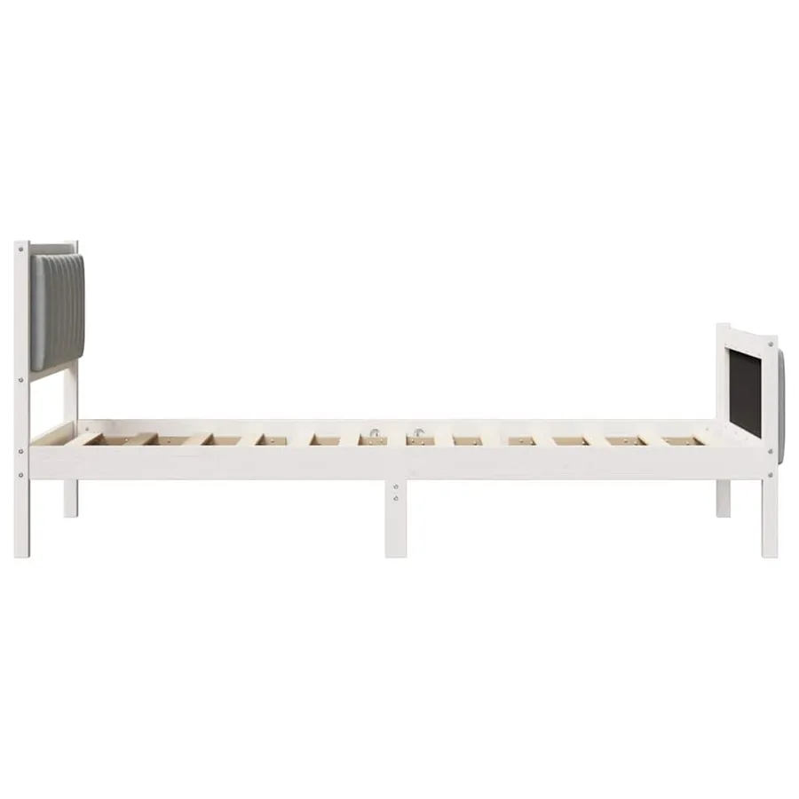 Cadre de lit Blanc et gris clair 90 x 200 cm Bois massif en pin - 6