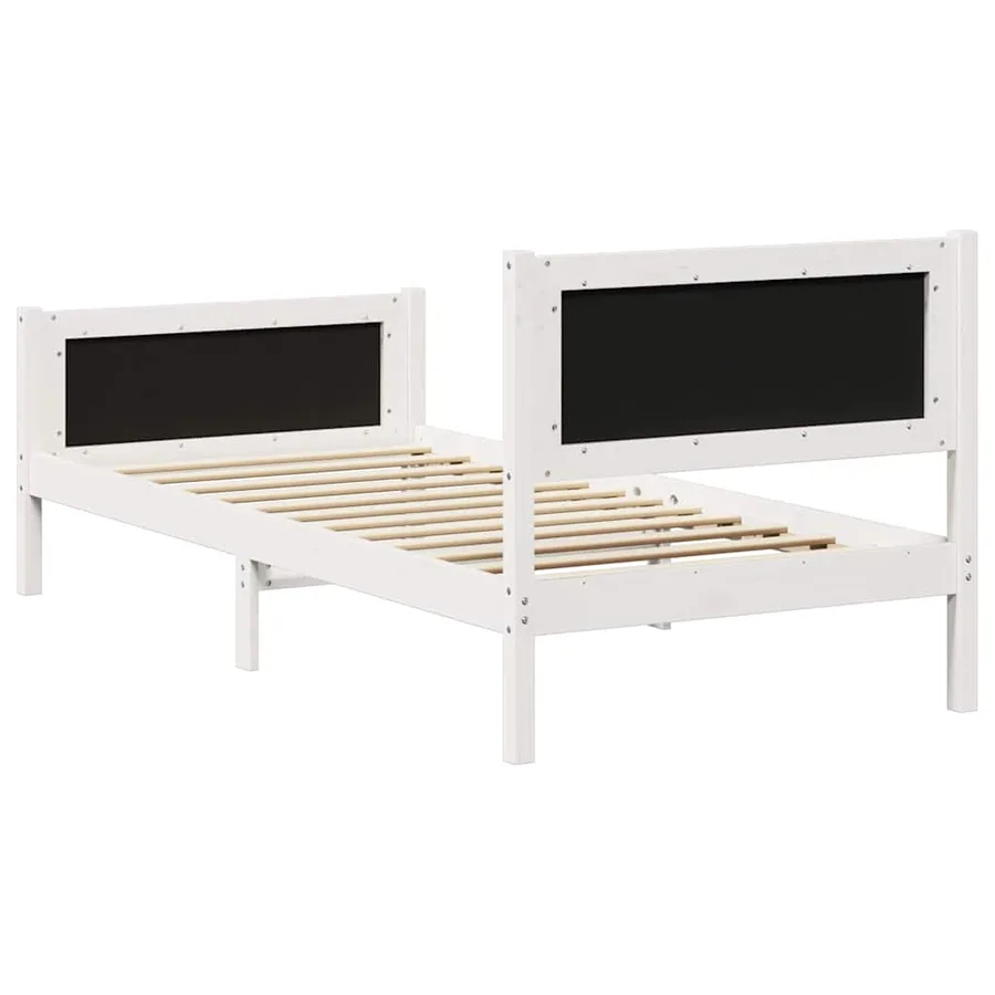 Cadre de lit Blanc et gris clair 90 x 200 cm Bois massif en pin - 7