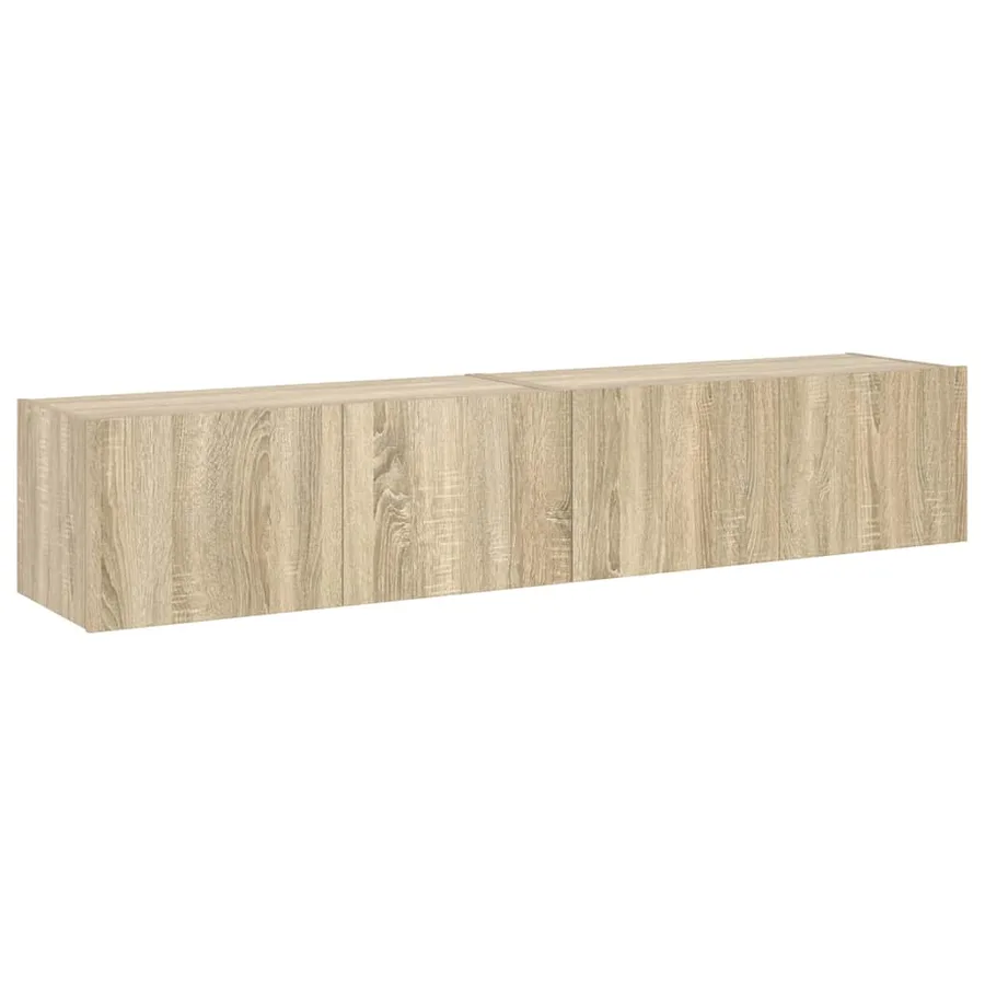 Meubles TV muraux lumières LED 2 pcs chêne sonoma 80x35x31 cm - 7