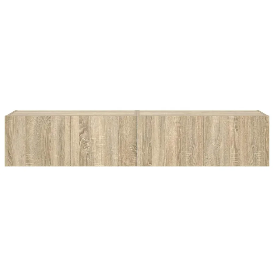 Meubles TV muraux lumières LED 2 pcs chêne sonoma 80x35x31 cm - 9