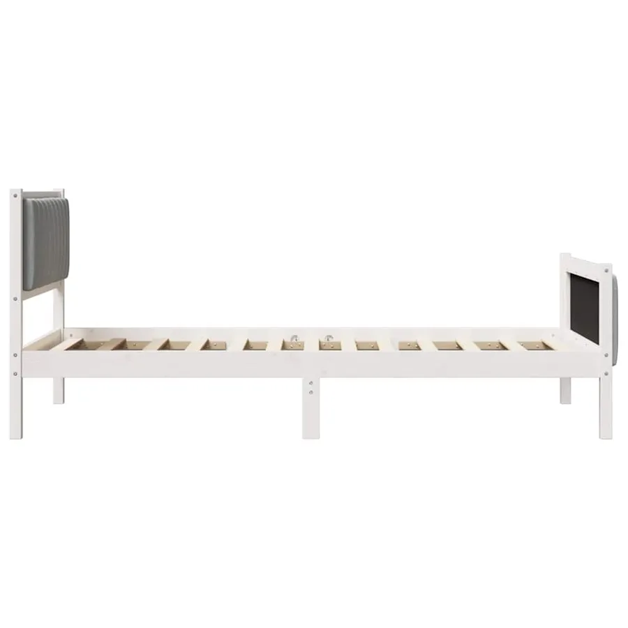 Cadre de lit avec tête de lit Blanc et gris clair 100 x 200 cm - 6