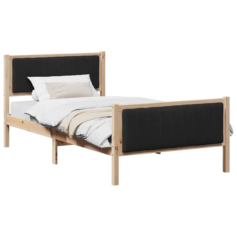 Cadre de lit Marron et noir 100 x 200 cm Bois massif en pin - 3