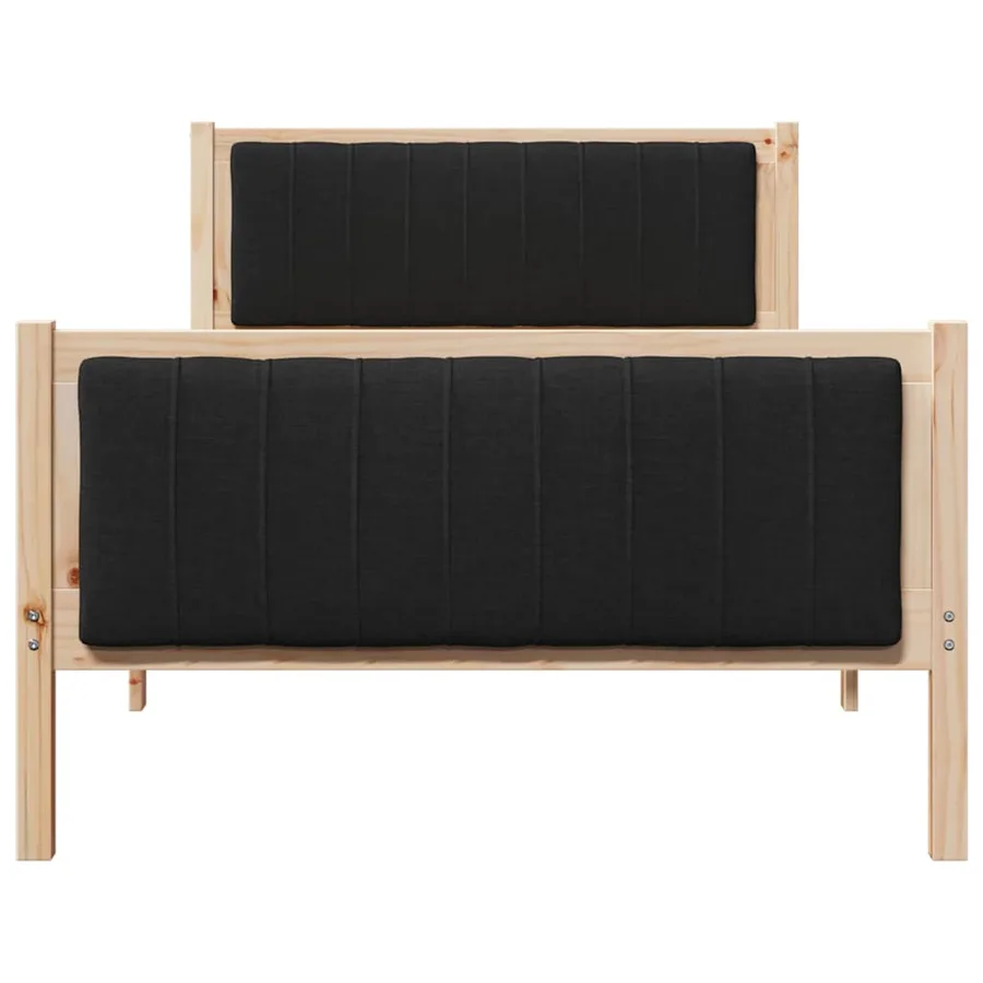 Cadre de lit Marron et noir 100 x 200 cm Bois massif en pin - 5