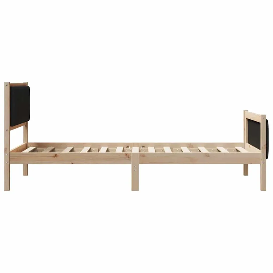 Cadre de lit Marron et noir 100 x 200 cm Bois massif en pin - 6