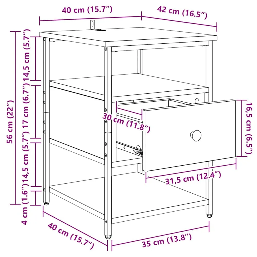 Cabinet de chevet 2 pc Chêne artisanal 40 x 42 x 56 cm - 18