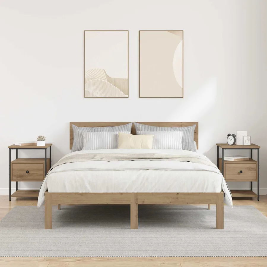 Cabinet de chevet 2 pc Chêne artisanal 40 x 42 x 56 cm - 4