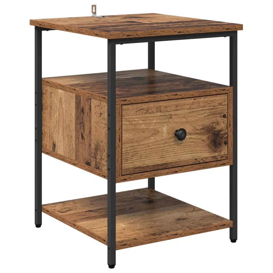 Cabinet de chevet avec tiroir 2 pcs Bois ancien 40 x 42 x 56 cm - 6