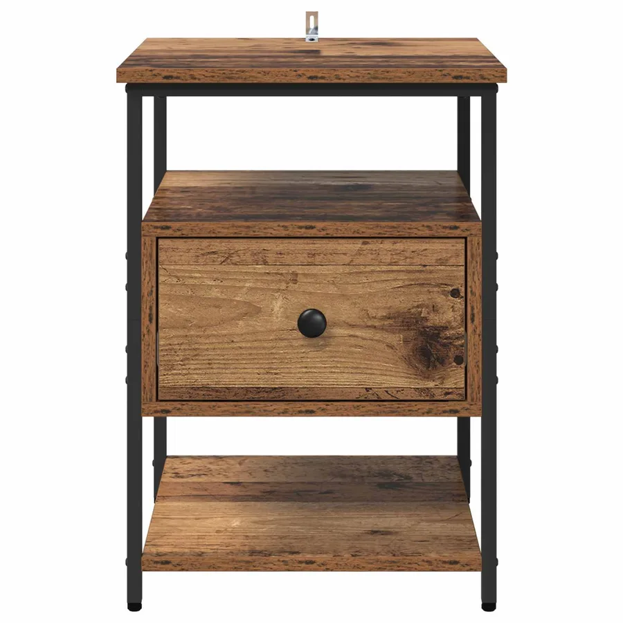 Cabinet de chevet avec tiroir 2 pcs Bois ancien 40 x 42 x 56 cm - 7