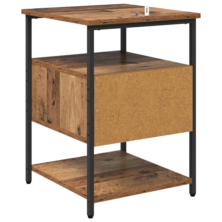 Cabinet de chevet avec tiroir 2 pcs Bois ancien 40 x 42 x 56 cm - 9
